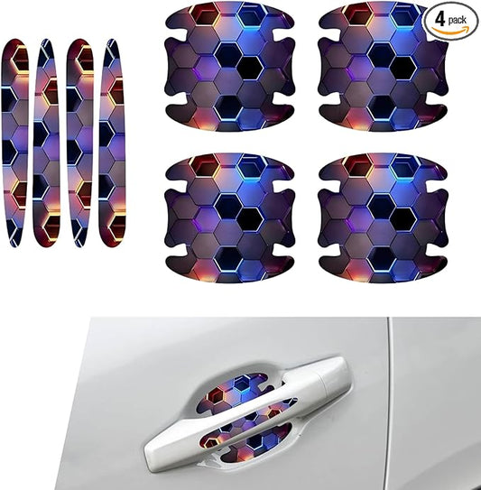 8 PCS Car Door Handle Scratch Protectors, Scratch-Proof Door Cup Protectors, Automotive Door Handle Paint Protective Film, Universal for Most Cars (Style 5)