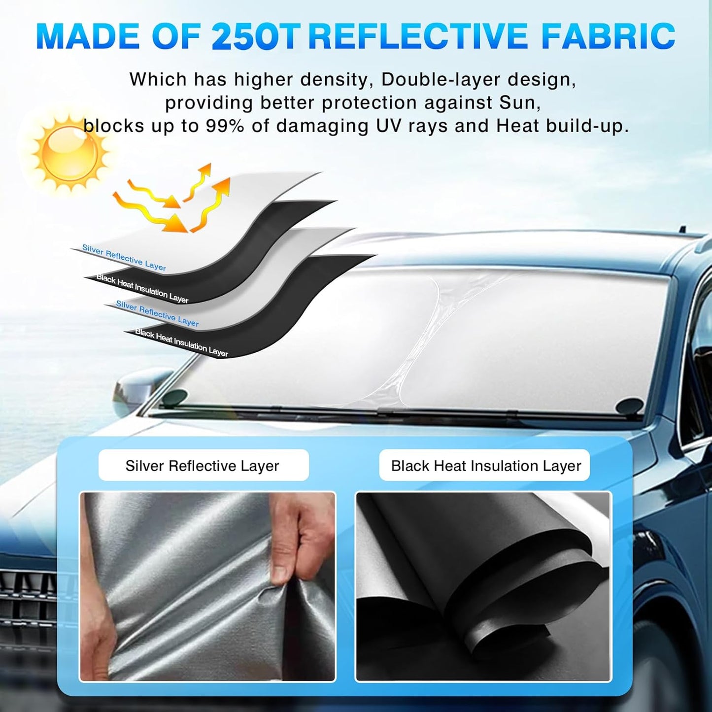 KUST Windshield Sun Shade for Honda Accord 2023 2024 2025 2026 Window Sunshade Sun Visor Protector Foldable Blocks UV Rays Keep Your Car Cooler