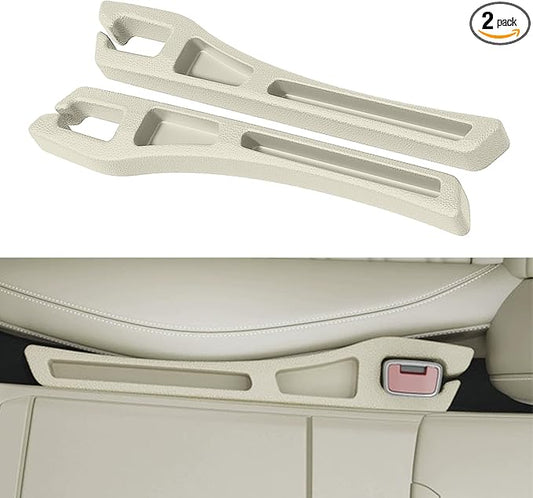 Car Seat Gap Filler Organizer, 2PCS Multifunctional Vehicle Fill Gap Blocker with Storage Slot Between Seat & Console, Anti-Drop Auto Interior Organization, Universal Fit (Beige)