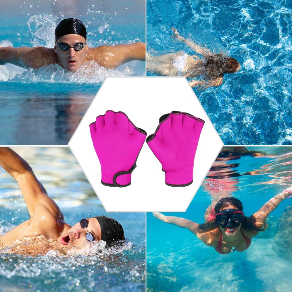 1 Pair Swimming Gloves Aquatic Swim Training Gloves Neoprene Webbed Gloves Fitness Water Resistance Glove for Men Women Children Unisex (Black, Medium)