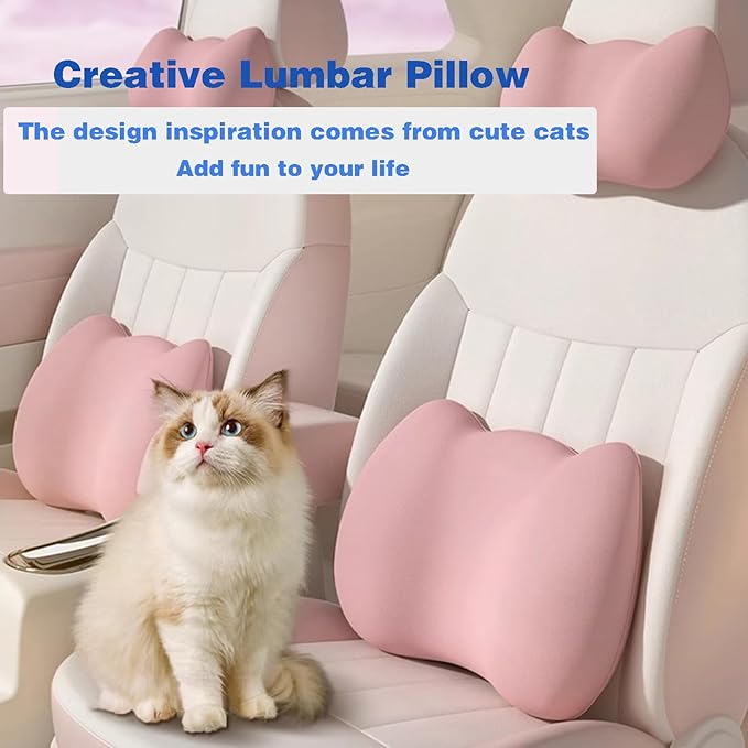 Lumbar Support Pillow for Car/Office Chair, Memory Foam Back Cushion for Car Seat, Lower Back Pillow Fits Most Cars, Trucks, with Adjustable Strap and Washable Cover, Back Pain Relief,Green