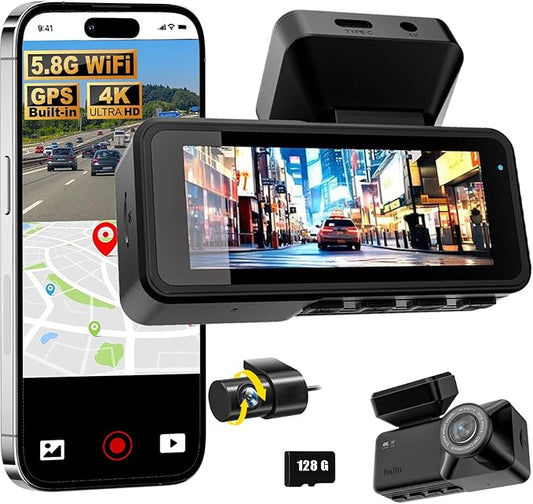 2026 New Osmo Dashcam Pro 3.0 4K Front and Rear Dash Cam, 4K + 1080P Dash Camera for Car with Night Vision (WiFi+GPS+128GB)