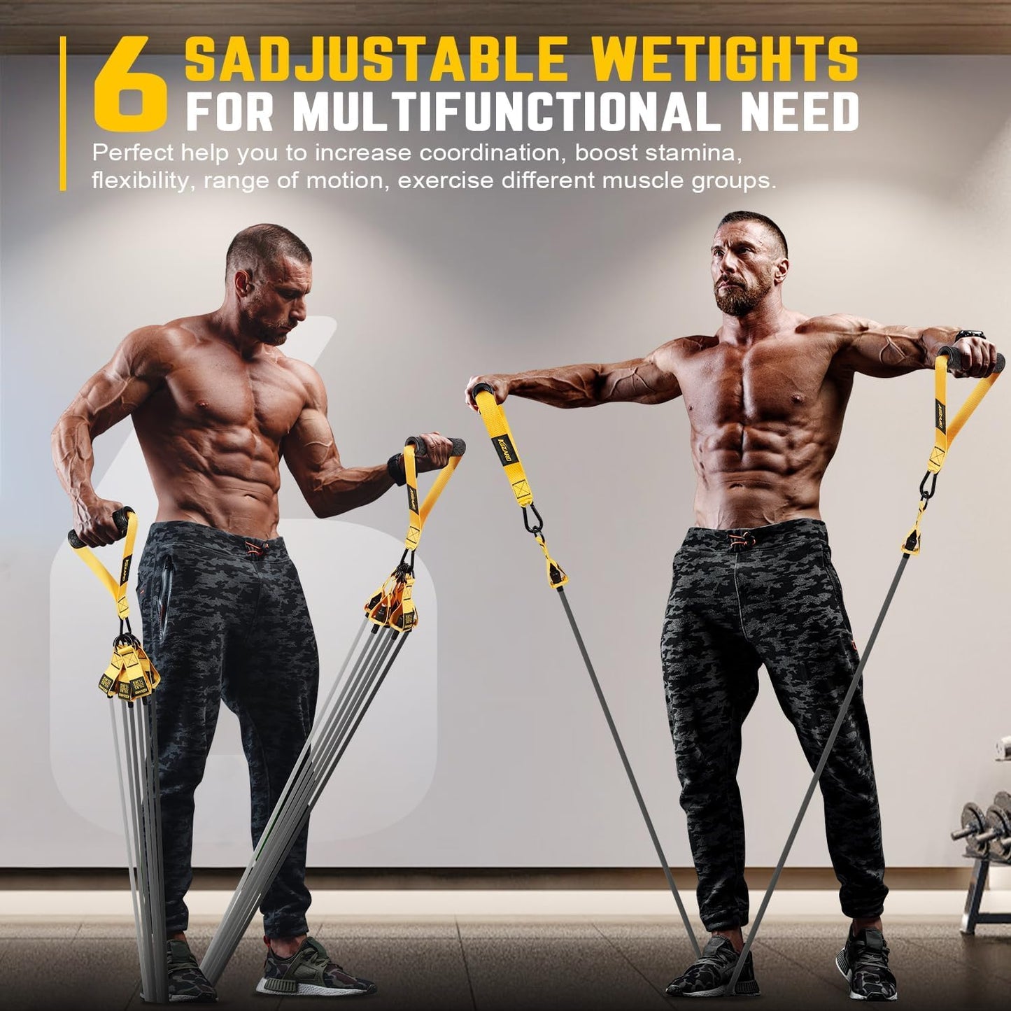 360lbs Heavy Resistance Bands for Working Out, KUZARO Resistance Bands with Handles, Weight Exercise Bands for Men Women, Workout Bands with Door Anchor and Ankle Straps Strength Training Equipment