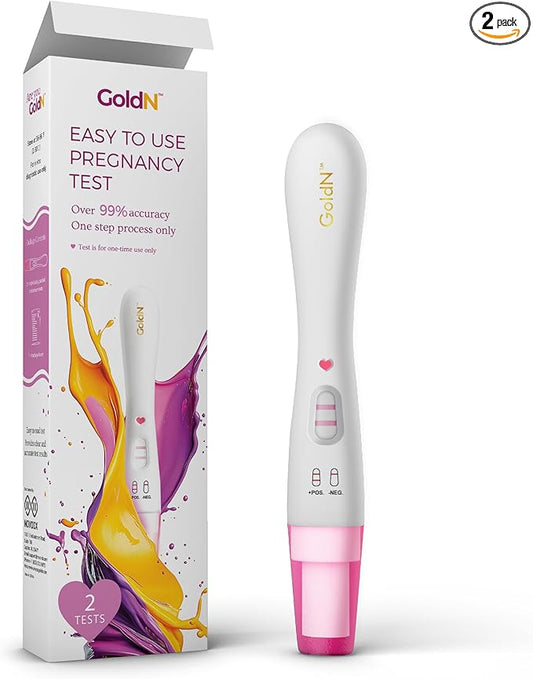 GoldN™ Easy to Use Pregnancy Test | Early Detection HCG Test for Women | Fast & Clear Results in Minutes | Midstream, Mess-Free Design | 2 Tests for Reliable Pregnancy Confirmation