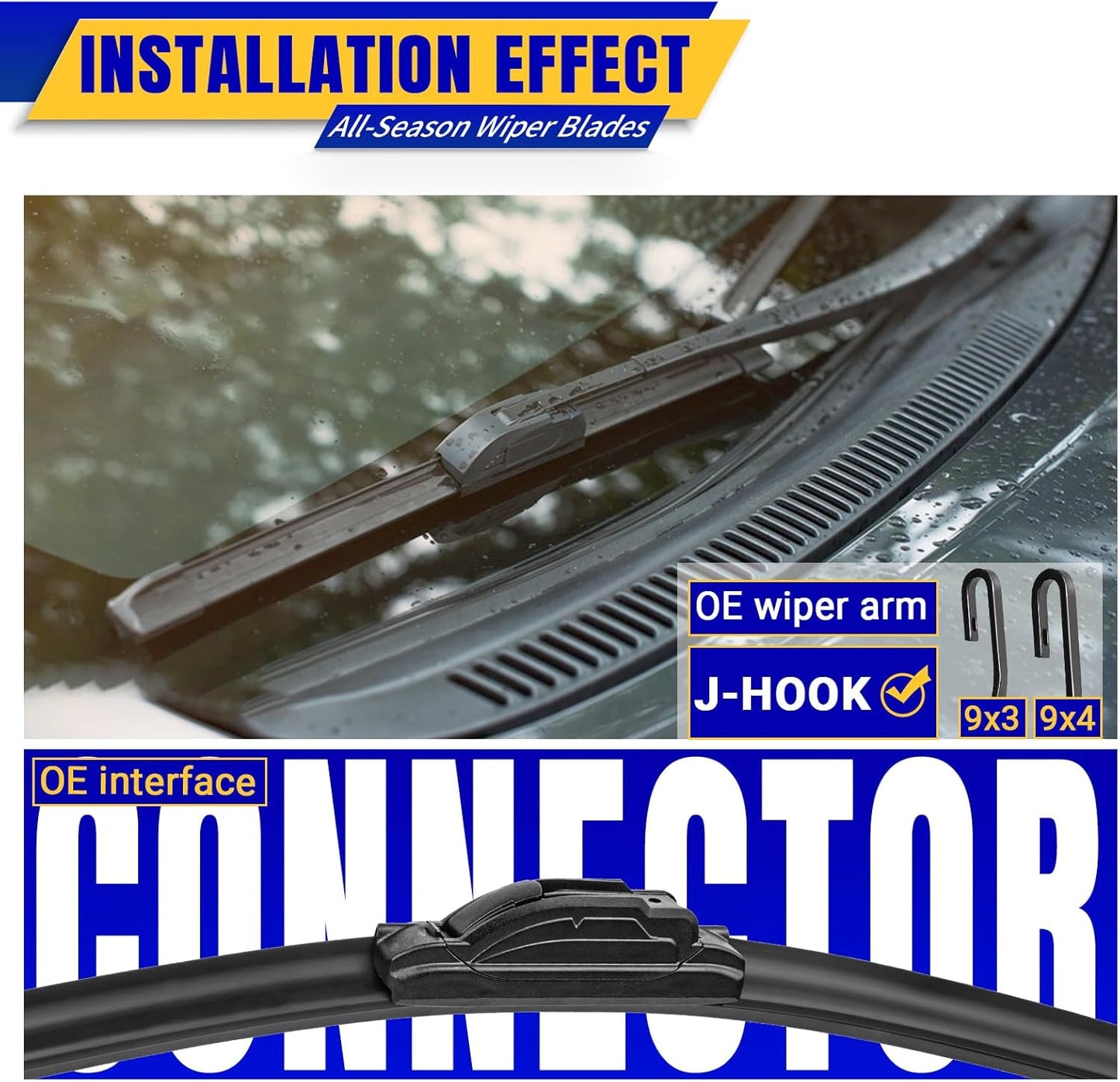 3 wipers Replacement for 2008-2019 Toyota Highlander/2011-2021 Lexus GX460, Windshield Wiper Blades Original Equipment Replacement - 26"/20"/12" (Set of 3) U/J HOOK