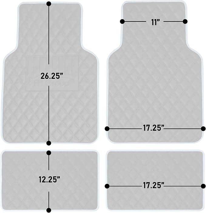 FH Group F12003GRAY Universal Fit Diamond Pattern Faux Leather Beige Automotive Floor Mats fits Most Cars, SUVs, and Trucks