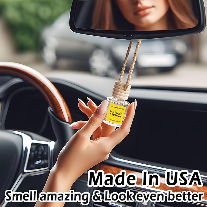 C Classy Hanging Car Air Freshener 2 Pack, 24.K Ma.gicl Essential Oil Diffuser, Long-Lasting Fragrance, Cute Glass Bottle Car Accessories for Women & Men, Made in USA