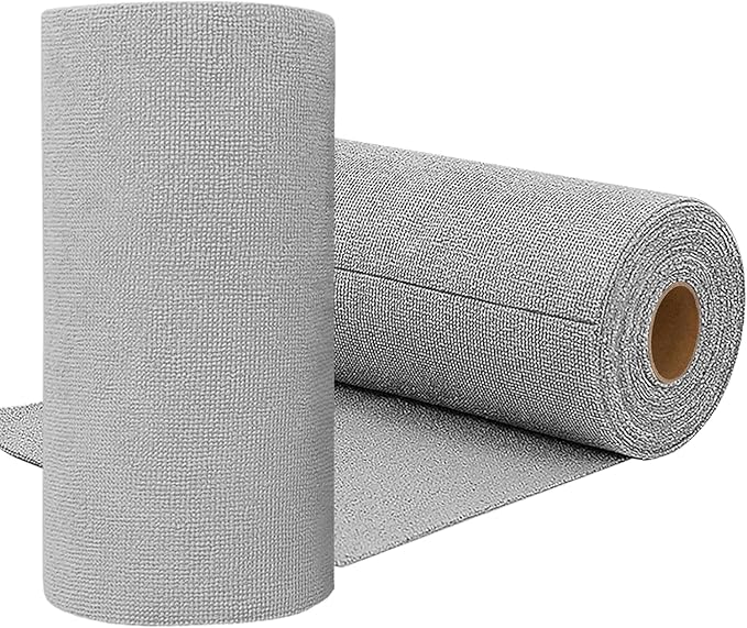 30 Pack Microfiber Cleaning Cloth Roll Tear Away Towels, 12" x 12", Reusable Cleaning Rags and Microfiber Shop Paperless Towels for Cars, Garage and Household Cleaning Supplies Organizer