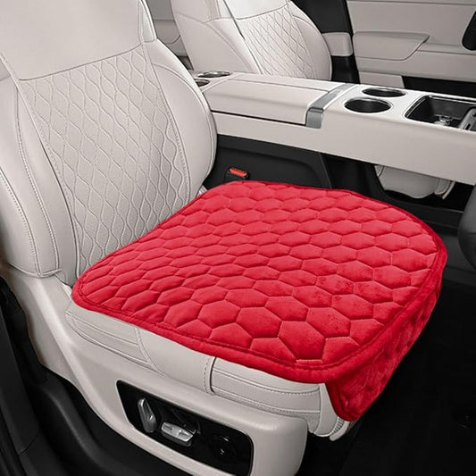 Car Seat Cover, Soft Plush Auto Bottom Seat Covers, Anti Slip Vehicle Front Seat Cushion Protector, Comfortable Car Interior Seats Pad Mat Accessories for Sedan, SUV, Truck (Red)