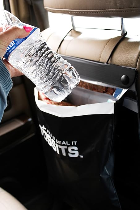 Tossits Recycled Disposable Car Trash Bags – Leakproof, Smell Proof Hanging Garbage Bags for Car, Truck, SUV, RV & Vehicle – Black, 21 Count Disposable Automotive Trash Bags