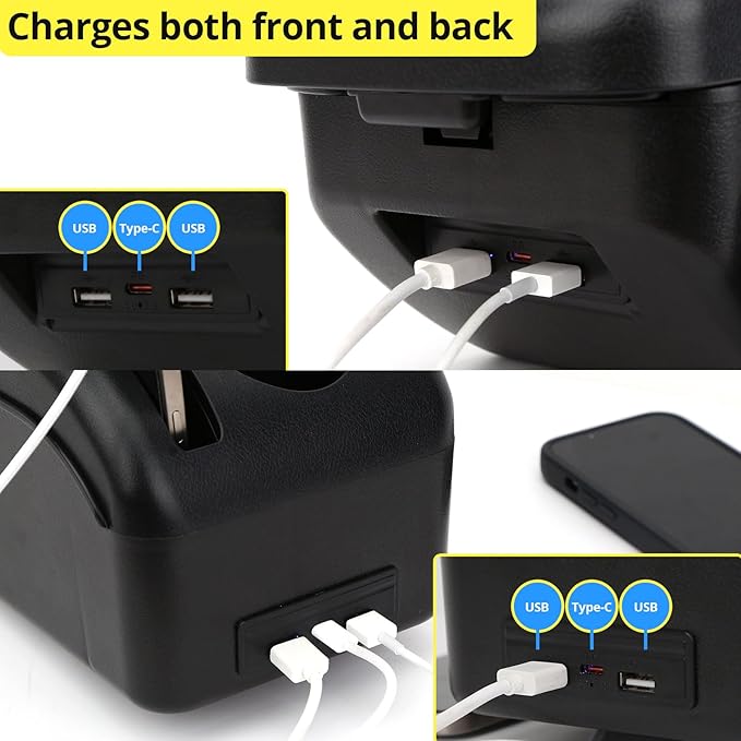 AULPHIKE Compatible with Ford Fiesta Armrest 3 MK7 2009-2017 Car Center Console Organizer Armrests Double Layer Storage with USB Ports（Carbon Fiber Style）