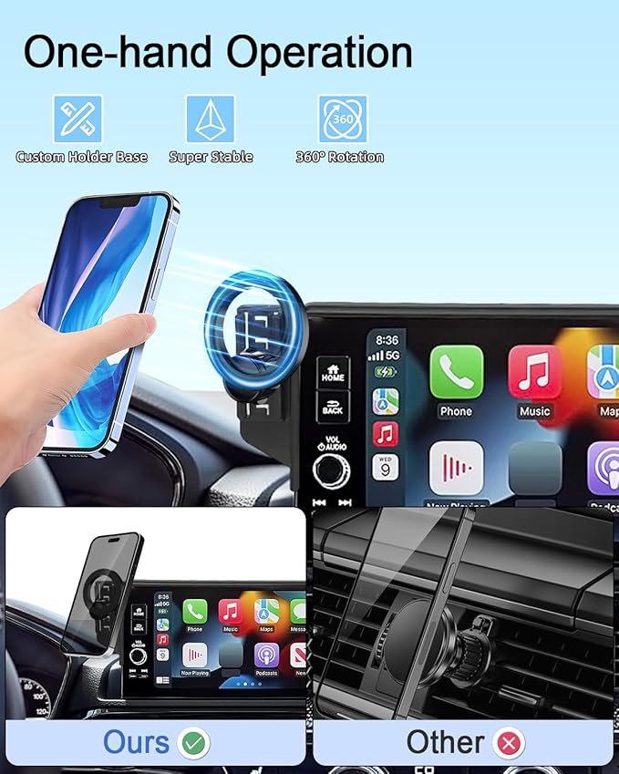 PZK Car Phone Holder for Toyota Highlander Hybrid Lmited/Platinum 2020 2021 2022-2024 2025 Accessories Only for 12.3-inch Screen Compatible with Magsafe Car Phone Mount (Not Fit 8-Inch L/LE/XLE)