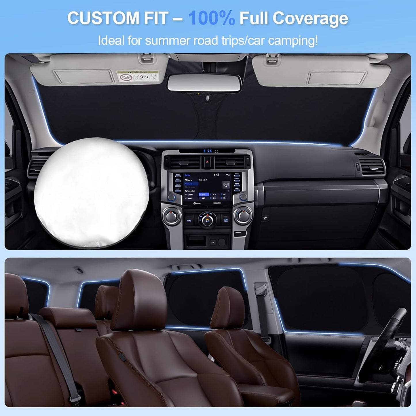 6pcs Car Window Shades for Nissan Sentra 2020-present Accessories,Windshield Side Rear Full Sunshade,Sun Visor UV Blocking, Privacy Protection and Blackout for Camping Outdoor