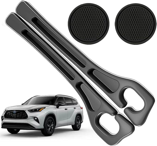 Car Seat Gap Filler Organizer Compatible with Toyota Highlander Accessories Seat Gap Plug Blocker with Storage Slot Non-Slip Car Cup Holder Coaster Black