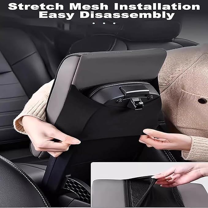 Car Center Console Cushion Pad for Hyundai Elantra 2017-2020, Leather Armrest Box Pad Armrest Cover Arm Rest Cover Pad with 2 Storage Bags Waterproof for Most Vehicles Vehicles SUVs, D/Grey