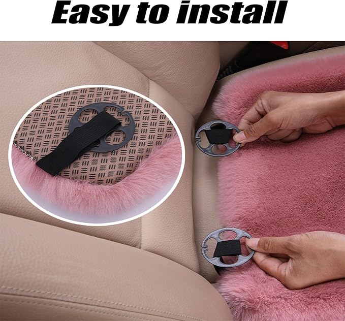 Plush Car Seat Cushion, Soft Warm Fuzzy Faux Rabbit Fur Fluffy Plush Auto Seat Cover Vehicle Car Front and Back Seat Protector Pad with Non-Slip Backing Cushion Interior Universal Fit (Orange,Front*1)