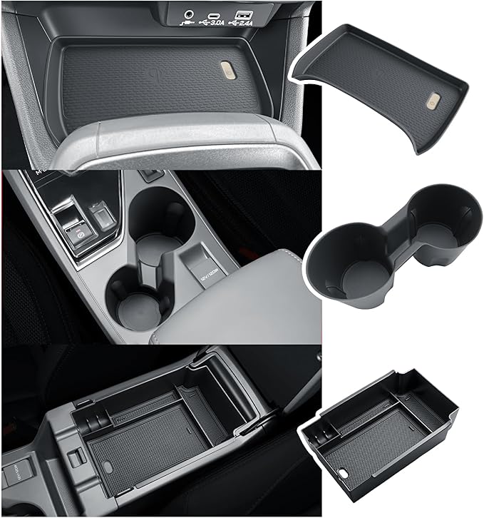 BIBIBO 3Packs 2024 2025 2026 Crosstrek Center Console Organizer for 2023-2026 Subaru Crosstrek&2024+Subaru Impreza Console Trays+ Insert Cup Holder& Wireless Charging Mats Crosstrek 2024 2025 2026