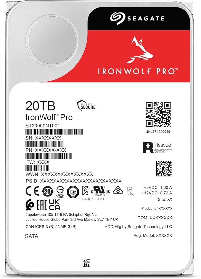 Seagate IronWolf Pro, 20 TB, Enterprise NAS Internal HDD –CMR 3.5 Inch