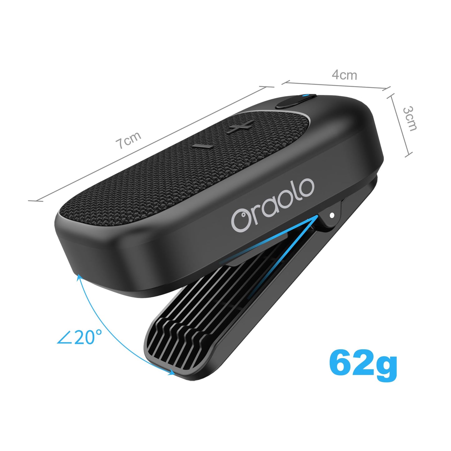 Oraolo Wearable Bluetooth Speaker, Clip-On Wireless Portable Speaker Built-in Mics for Hands-Free Music and Calls, Waterproof Outdoor Mini Speakers for Working, Hiking, Running, 18H Playtime, 1 Pack