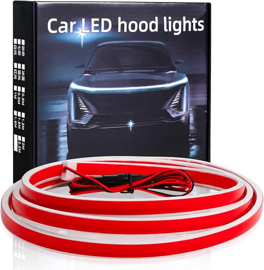 59 Inch Car Hood Light Strip, Dynamic LED Strip Light, Exterior Flexible Headlight Waterproof Daytime Running Light Strip for Truck, SUV (White Light)