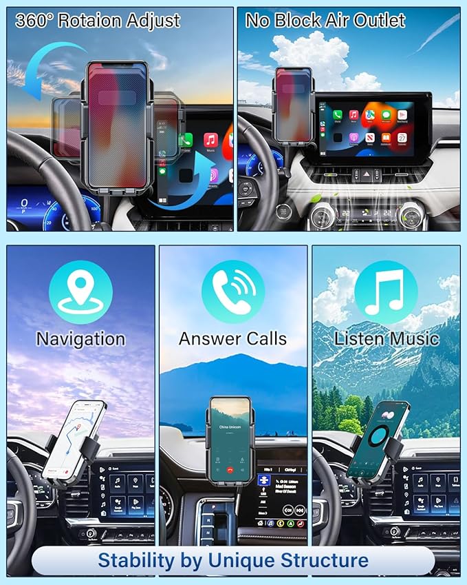 PZK Car Phone Mount for 2021-2024 Chevy Chevrolet Tahoe/Suburban/GMC Yukon/GMC Yuhon XL LT/Z71/RST/High Country Accessories 10.2-inch Screen Auto Lock Car Phone Holder Not Affect Vent