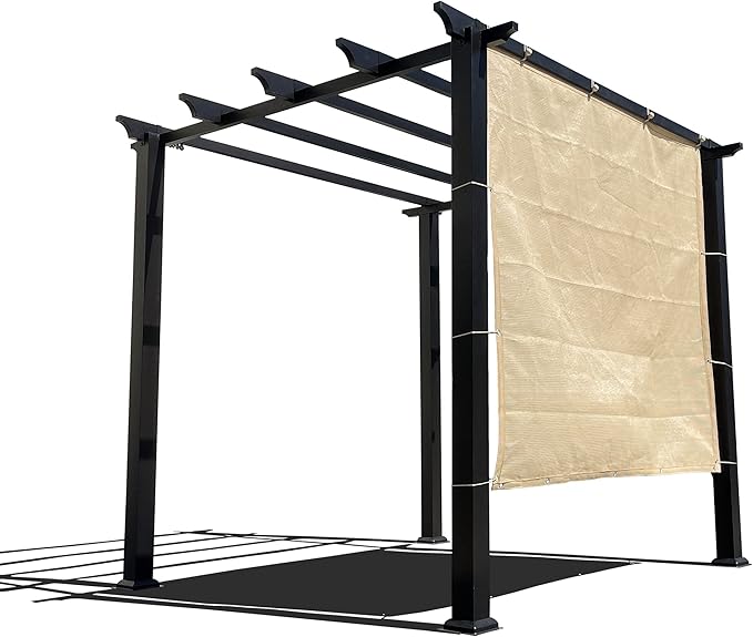 Sun Shade Privacy Panel with Grommets on 4 Sides for Patio, Awning, Window Cover, Pergola or Gazebo (Banha Beige, 10' x 8')