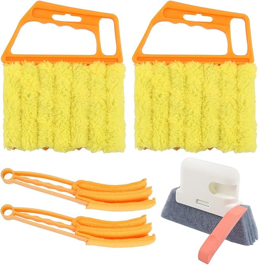 5-Pack Blind Cleaning Kit - Professional Tools for Window Blinds, Air Vents, Tracks & Fans | Extendable Handle with Washable Microfiber Brushes | All-in-One Dust Removal Set