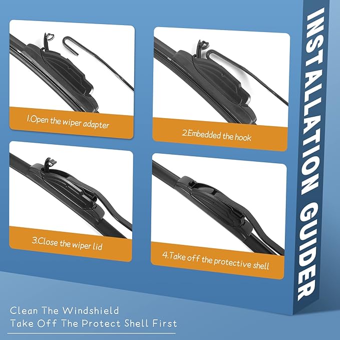MIKKUPPA 18"+18" Front Wiper Blades, Replacement for 1983-2012 Ford Ranger, 2006-2010 Jeep Commander - All Season Windshield Wiper Blades, Pack of 2