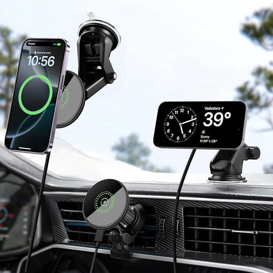 20W Fast Wireless Car Charger Magnetic Fast Wireless Charging Car Phone Holder Compatible with Magsafe for iPhone 17 16 15 14 13 12 Series, Air Vent Mount Dashboard/Windscreen Mount