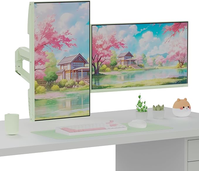 Pixio PS1D Wave Mint Dual Monitor Arm Stand Desk Mount