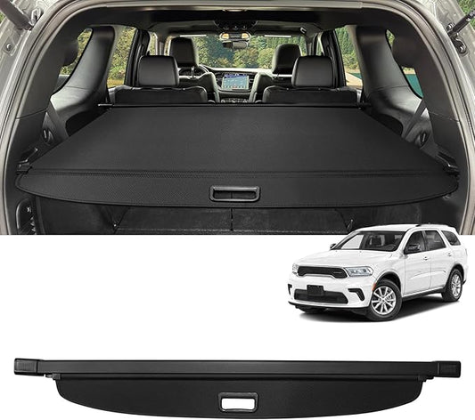 Cargo Cover for Dodge Durango 2011-2026(Not for R/T) Fit 2nd Row Installation Port Retractable Trunk Cover Security Shielding Shade Cargo Luggage Cover Trunk Privacy Protection (Carbon Fiber Texture)