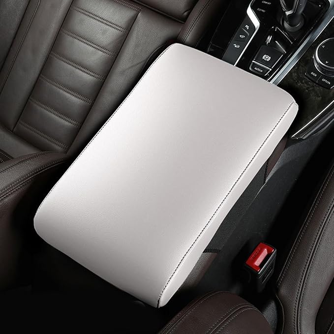 Car Armrest Cover Pad for Tesla Model 3 Premium Leather Center Console Armrest Cushion Pad Anti-Scratch Waterproof Auto Interior Accessories White Style