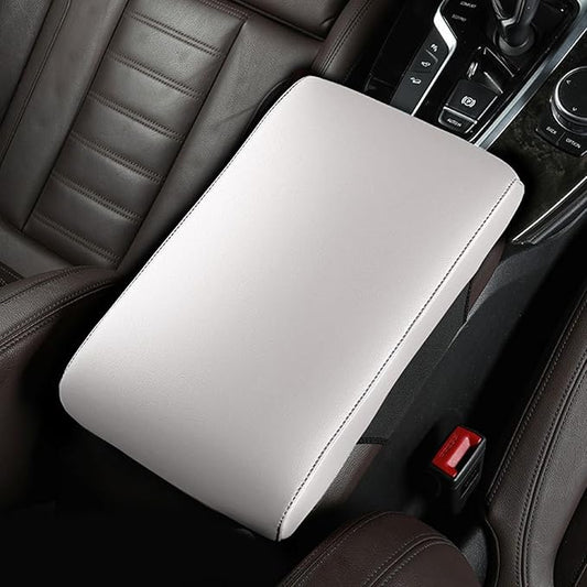 Car Armrest Cover Pad for Tesla Model 3 Premium Leather Center Console Armrest Cushion Pad Anti-Scratch Waterproof Auto Interior Accessories White Style