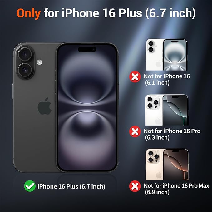 SUPFINE Magnetic for iPhone 16 Plus Case with Screen Protector (Compatible with MagSafe) (Military Grade Drop Protection) Translucent Matte Shockproof Phone Cover,Dark Blue