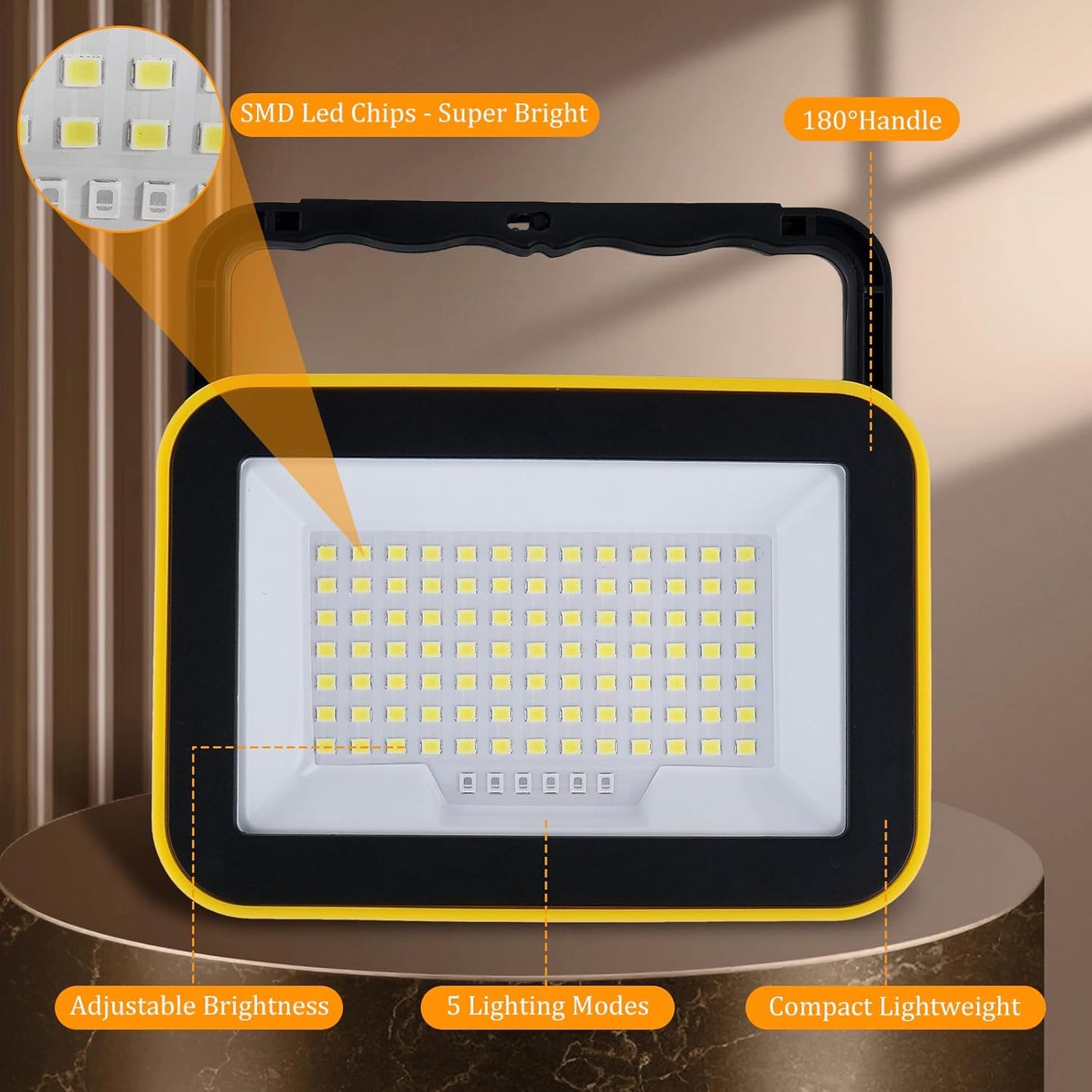 4 Pack Work Light Portable SMD LED Super Bright Rechargeable Flood Light Working Lamp Stand USB Cordless Battery Powered Worklight Tool for Outdoor Camping