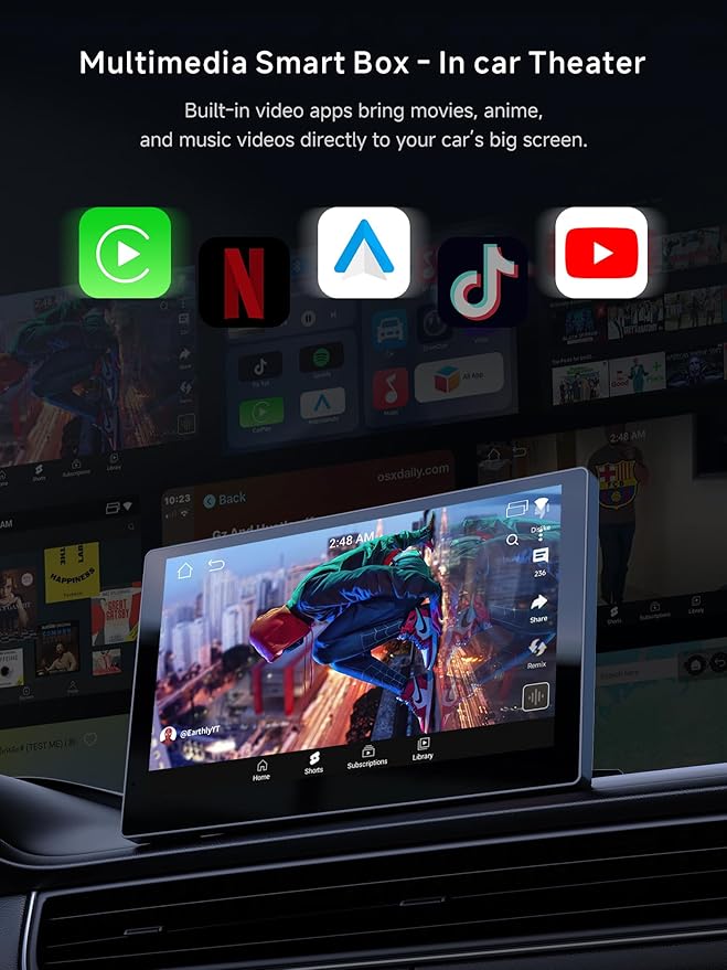 Magic AI Box, Wireless CarPlay/Android Auto Adapter, Car Video Box Supports for Netflix/YouTube/TikTok/TF Card, DriveChat AI Smart Box with GPS/Dual Bluetooth (Glossy Black Panel)