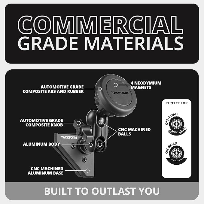 Tackform Link Vent Mount Magnetic Phone Holder - Compatible with 2021-2025 Ford F150 & Raptor, 2023-2025 Ford Super Duty | Aluminum | 2" Arm | Blue | (NOT MAGSAFE Compatible)