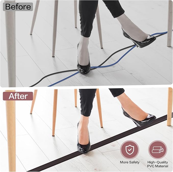 Floor Cord Cover Self Adhesive Cord Hider Floor Extension Cord Covers