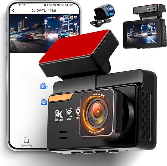 4K Dash Cam Front and Rear Dash Camera for Cars with WiFi GPS App Control ADAS Dashcam,3 inch IPS Screen Dash Cam with G-Sensor,Loop Recording,Night Vision Dashboard Camera