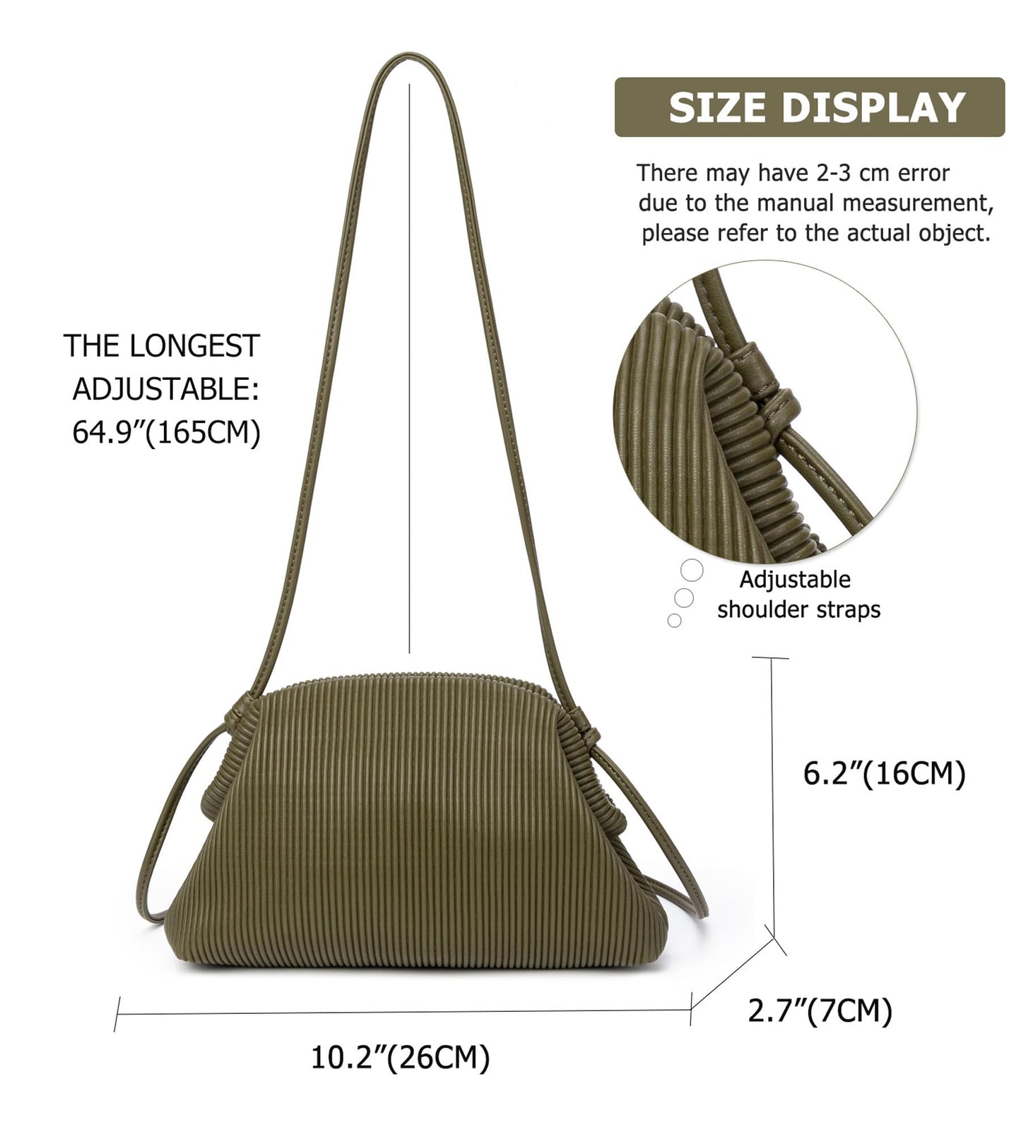 KingTo Clutch Purses for Women, Soft Cloud Bag Fashion Dumpling with Ruched Pouch Handbag for Crossbody Shoulder (green)