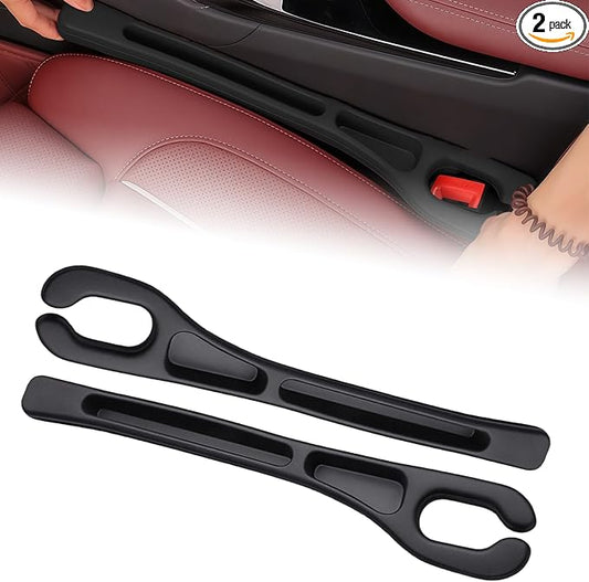 Car Seat Gap Filler, 2 PCS Car Seat Gap Filler Organizer with Storage Slot, Anti-Drop Side Console Storage Pocket, Universal for Auto SUV Truck Interior Accessories, Black