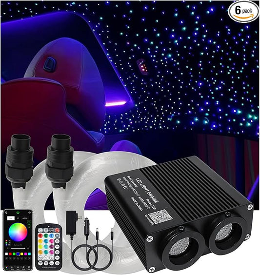 32W RGBW APP Fiber Optic Lights, Small Size Music Activated 450pcs 0.03in 9.8ft/3m Optical Fiber Star Ceiling Light Kit for Car Headliner Star/Home