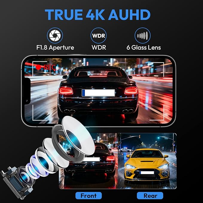 Front 4K Dash Cam for 2022-2026 Toyota Tundra Hybrid & Sequoia 2023-2026 Limited SR SR5 TRD Pro Limited (Gen3),OEM Look,HD Video,WiFi Connect&APP,Loop Recording G-Sensor,64GB Card