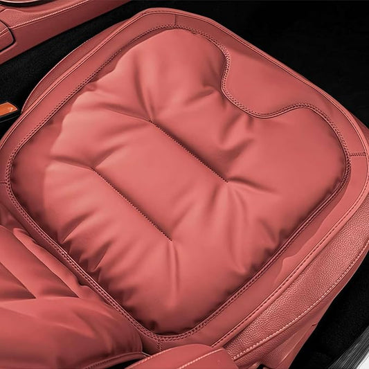 Car Seat Cushion, 2025 New Skin-Friendly Leather Seat Cushions, Skin-Friendly Leather Seat Cushions, Front Bottom and Rear Seat Cushions for Auto Office (Red 1set)