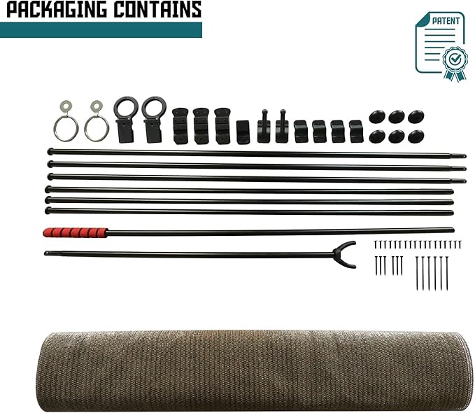 Bynbbur 8'W x 7'H Outdoor Patio Shades Foldable Roller Blinds, 220 GSM Sun Shade Roll Up Porch Screens Exterior Shade Cloth for Deck Pergola Backyard, Brown