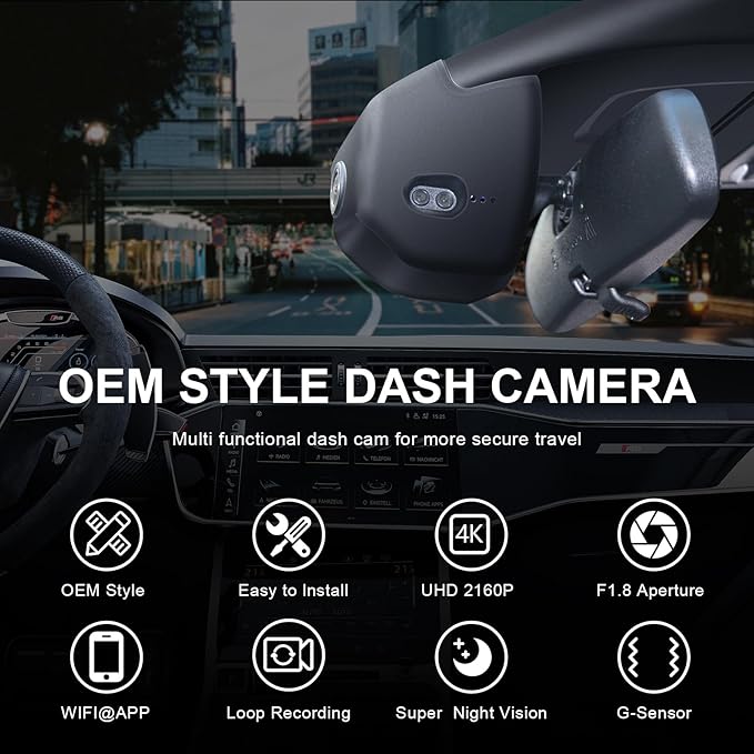 Mangoal Front 4K & Rear 1080p Dash Cam Custom fit for 11th Honda Civic 2022-2026(Black), Si Type R Hatchback XL Sport SE EX_L Touring 1.5 2.0T, OEM Look, WiFi & App, GPS, 128GB Card