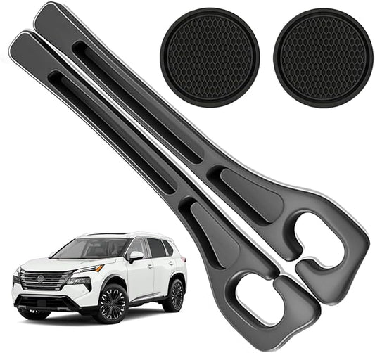 Car Seat Gap Filler Compatible with Nissan Rogue Accessories Seat Gap Plug Blocker with Storage Slot Organizer Non-Slip Car Cup Holder Coaster Black 2 Pack