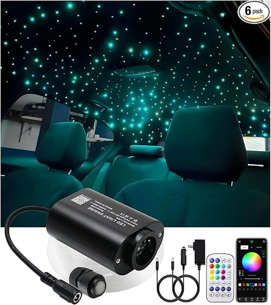 6W Mini Size Twinkle RGBW Fiber Optic Lights, APP Control Mixed 550pcs*0.03in(9.8ft/3m) Music Activated Optical Fiber Optic Star Ceiling Light Kit for Home and Car Headliner Star