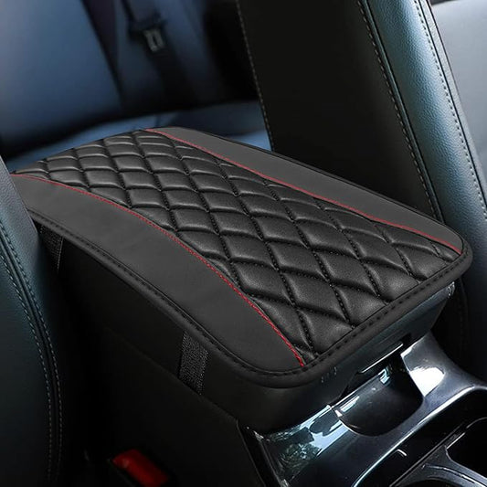 Car Center Console Cushion Pad, Armrest Cover for Car, Leather Waterproof Armrest Seat Box Cover, Auto Accessories Comfortable Arm Rest Box Cushion Pad for Most Vehicles (Black)