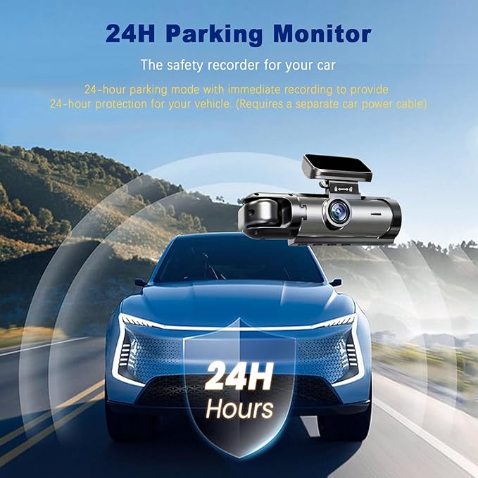 Dash Cam Front and Inside, 1296P Dual DashCams for Car, 3.16 Inch IPS Screen Driving Recorder with IR Night Vision, Loop Recording, Wide Angle Lens, 24H Parking Traffic Recorder